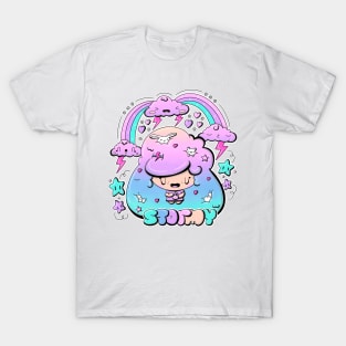 Cute stormy bubble head girl in kawaii style T-Shirt